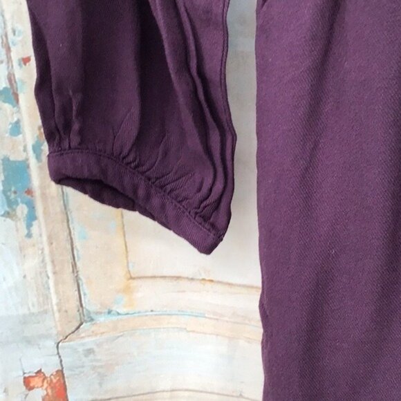 Purple Mustard Seed Long Sleeve Keyhole Mini Dress S 100% Rayon Boho Chic Style - Picture 2 of 10